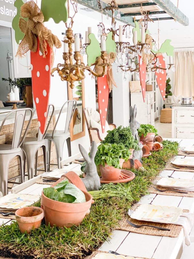 A unique Easter table using real grass!