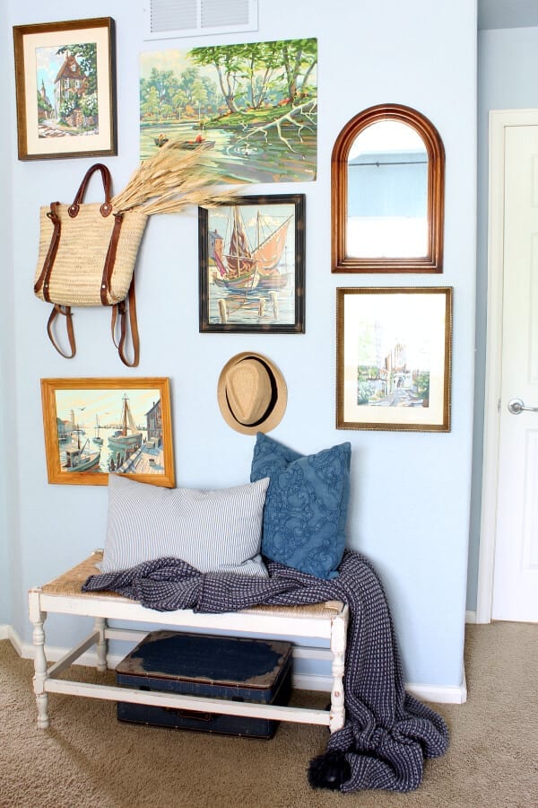 Adding wheat stems to a fun wall accent is a great way to welcome Fall to your bedroom.