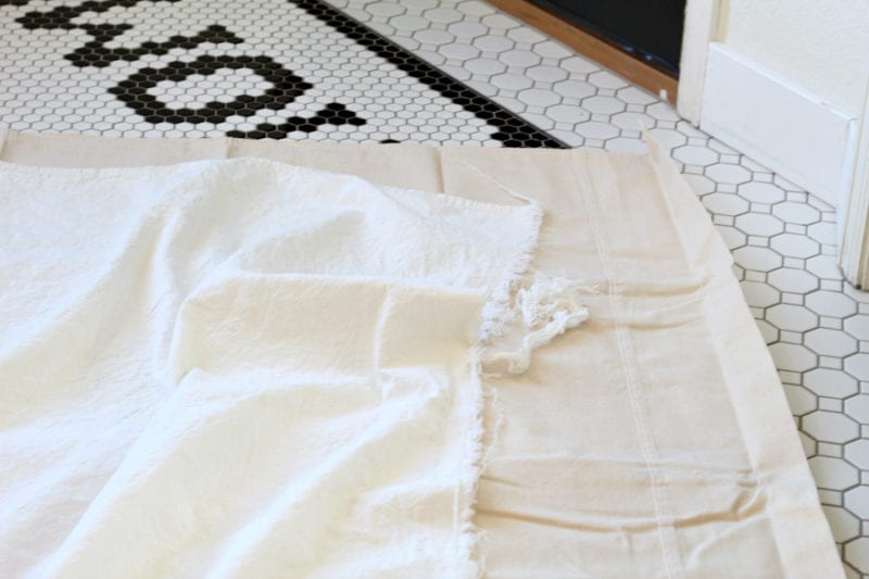 The before and after of my bleached drop cloths.