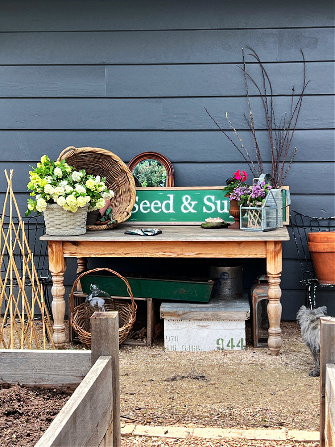 a collected summer potting table