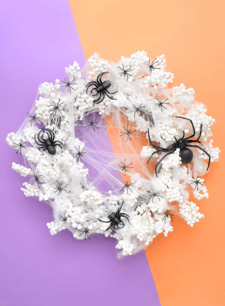 Spiderweb wreath for Halloween by Dream a Little Bigger