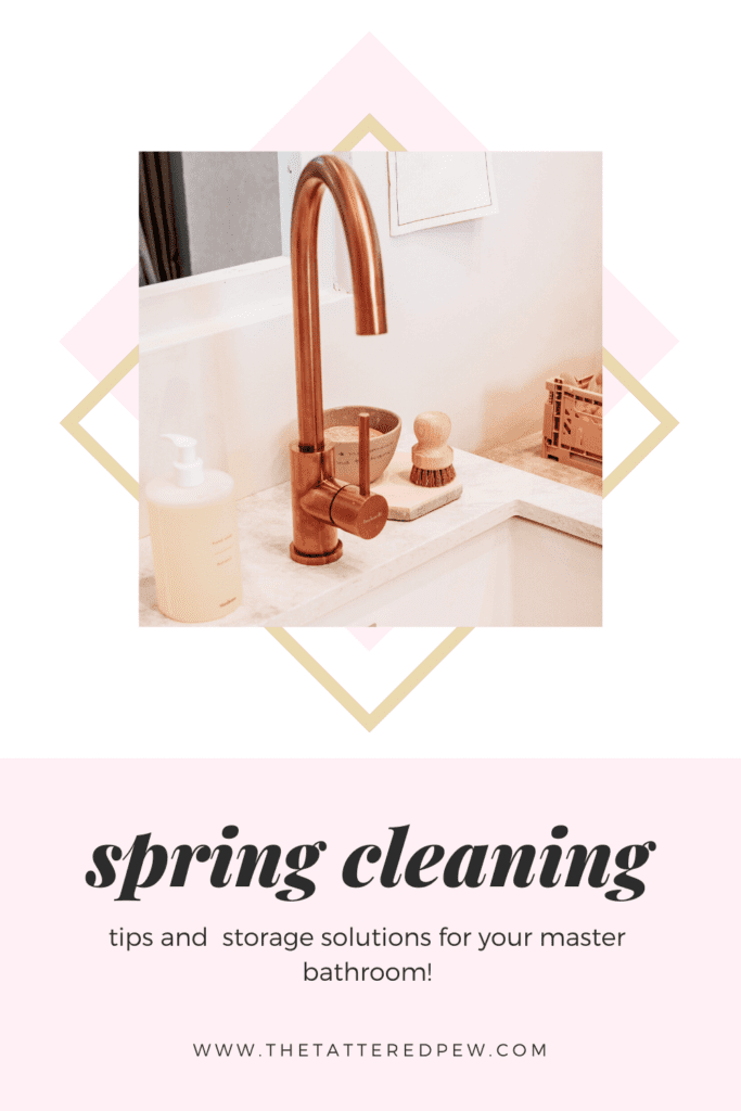 Tips and tricks for the best spring cleaning ideas and storage solutions for your mater bathroom. Shopping list included!