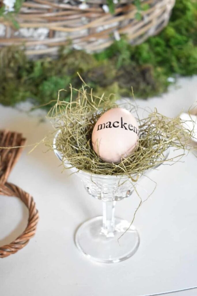 hand stamped egg place card