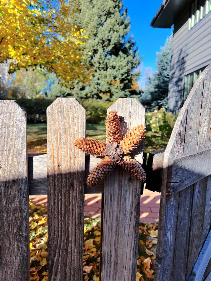 Pinecone Ornament on Fence