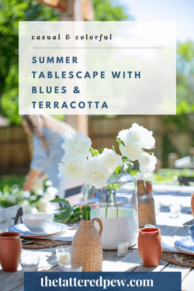 Fall in love with this beaituful blue and terracotta summer tablescape perfect for the outdoors.