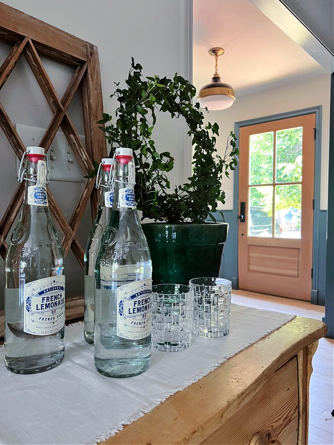 Pine dresser used as a cocktail station