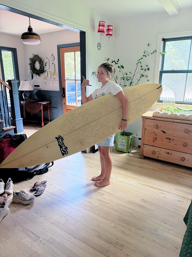 Crosby's surfboard