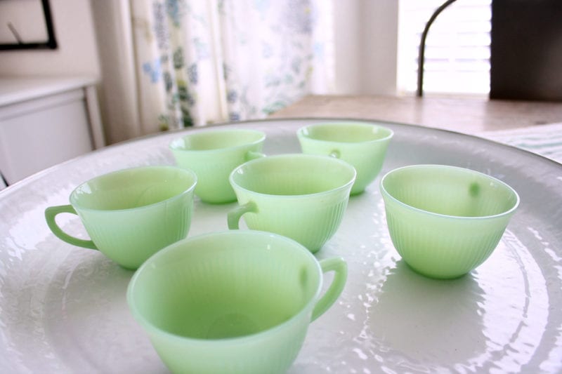 Vintage jadeite tea cups.