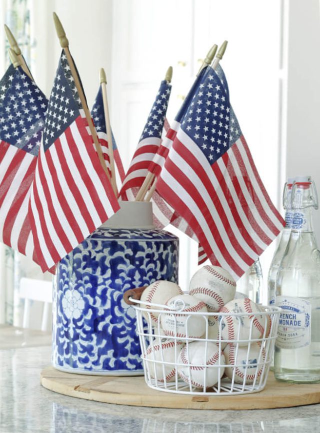 Welcome Home Saturday Flags and Baseballs