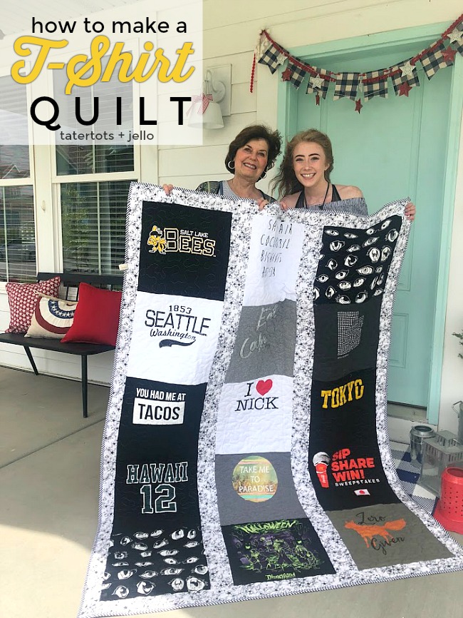 Welcome Home Saturday: How to make a t-shirt quilt tatertots & jello