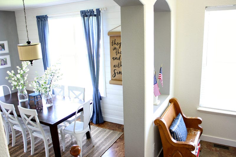 Easy summer styling in the dining room and entryway.