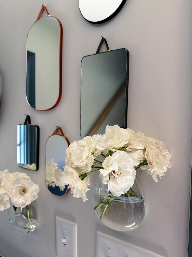 wall vases with iceberg roses