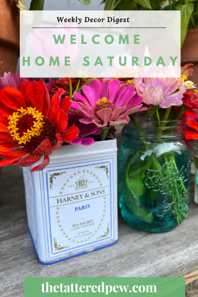 Welcome Home Saturday Zinnias in Tea Tin