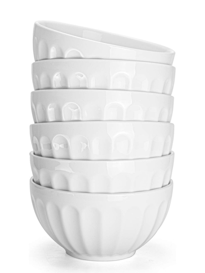 white cereal bowls