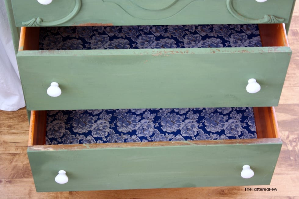 Nursery Progress: Lining Our Drawers With Paper & Mod Podge